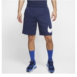 Nike Blue and White Athletic Shorts with Swoosh Logo